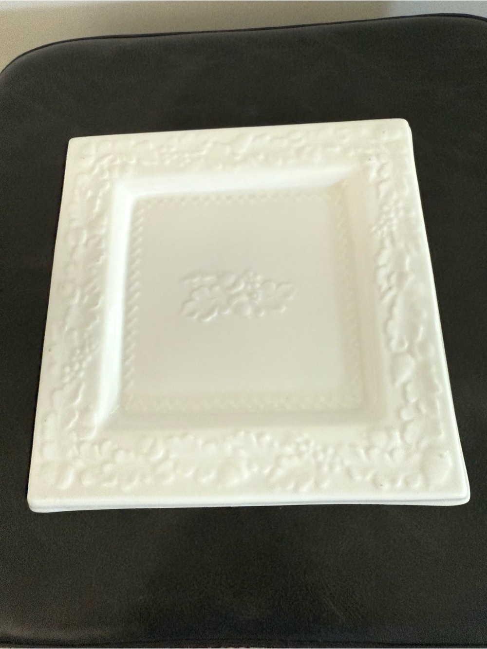 White Embossed Square Ceramic Trivet Classic Home Dining 7.5”